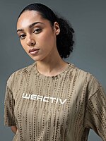 TECHNO Women Jacquard Boxy Fit-Khaki