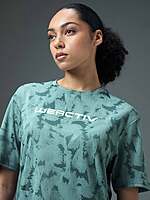 TECHNO Women Jacquard Boxy Fit-Lake green