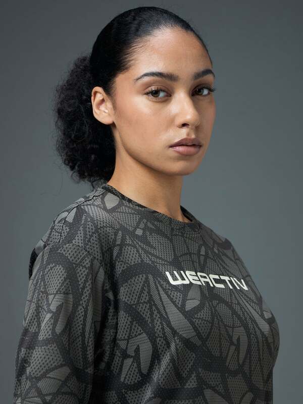 TECHNO Women Jacquard Boxy Fit-Grey